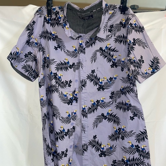 Tropical Print Men's Shirt L purple - Picture 1 of 5